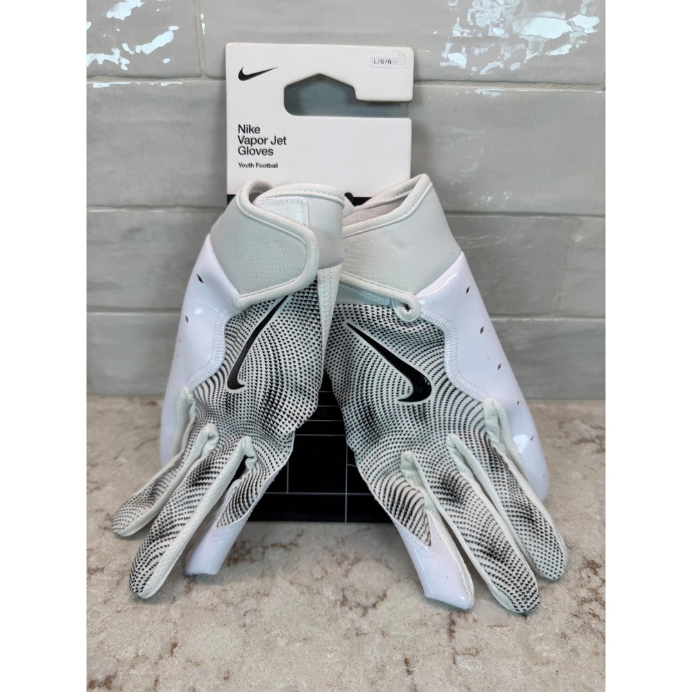 Nike Vapor Jet Youth Football Gloves White Black Size Large - Picture 3 of 4
